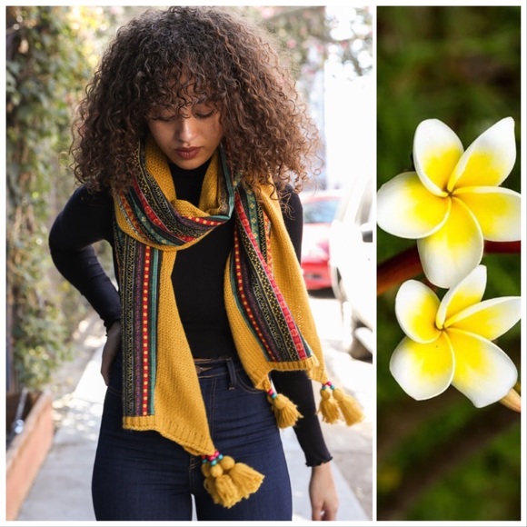 Bohemian Knit Braided & Tassel Scarf - Picture 4 of 7